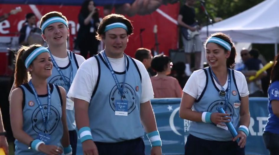 Relay participants prepare to race