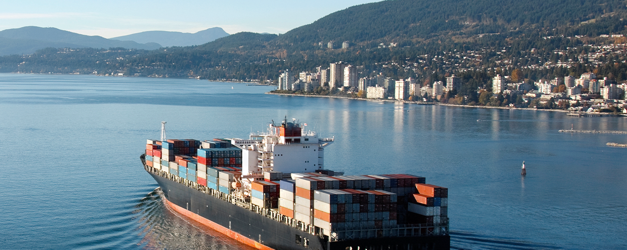 aerial view of a cargo ship