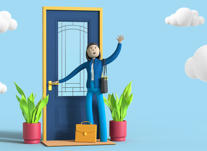 A person waving to you from their front door