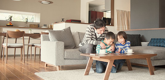 A family enjoying time in their living room